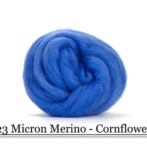 Cornflower Merino Wool Top - 23 Mic 64&#39;s -  Needle Felting - Spinning - Wet Felting - Nuno Felting - Wet Felting