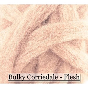 Flesh - Corriedale Wool Sliver -  Needle Felting - Spinning - Wet Felting - Nuno Felting - Wet Felting