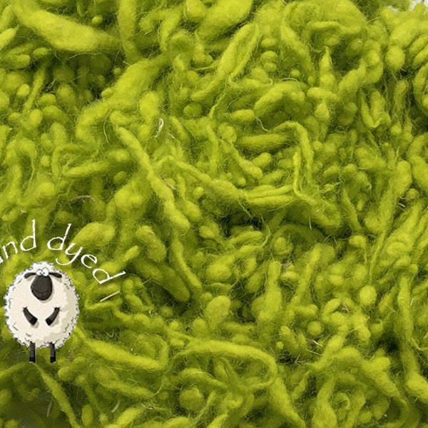 Wool Slubs - Hand Dyed- Art Batt - Effect Fiber - Texture Fiber - Natural Padding - 1 Ounce - Chartreuse