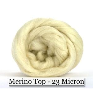Merino Wool Top - 23 micron - Needle Felting - Spinning - Wet Felting - Nuno Felting - Wet Felting - 1, 2 or 4 ounce sizes