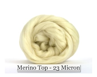 Merino Wool Top - 23 micron - Needle Felting - Spinning - Wet Felting - Nuno Felting - Wet Felting - 1, 2 or 4 ounce sizes