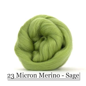 Sage Merino Wool Top - 23 Mic 64&#39;s -  Needle Felting - Spinning - Wet Felting - Nuno Felting - Wet Felting