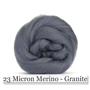 Granite Merino Wool Top - 23 Mic 64&#39;s -  Needle Felting - Spinning - Wet Felting - Nuno Felting - Wet Felting