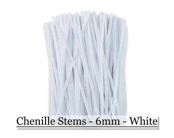 Chenille Stems - White - 6mm - 12" long - 25 Pieces - Needle Felting Armatures