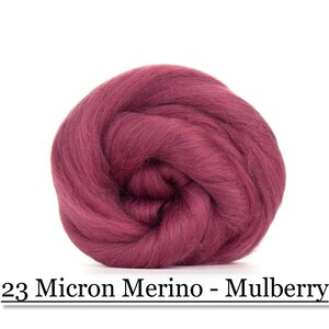 Mulberry Merino Wool Top - 23 Mic 64&#39;s -  Needle Felting - Spinning - Wet Felting - Nuno Felting - Wet Felting