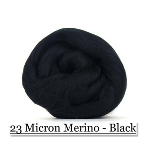 Black Merino Wool Top - 23 Mic 64&#39;s -  Needle Felting - Spinning - Wet Felting - Nuno Felting - Wet Felting