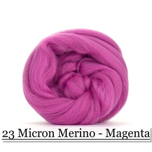 Magenta Merino Wool Top - 23 Mic 64&#39;s -  Needle Felting - Spinning - Wet Felting - Nuno Felting - Wet Felting