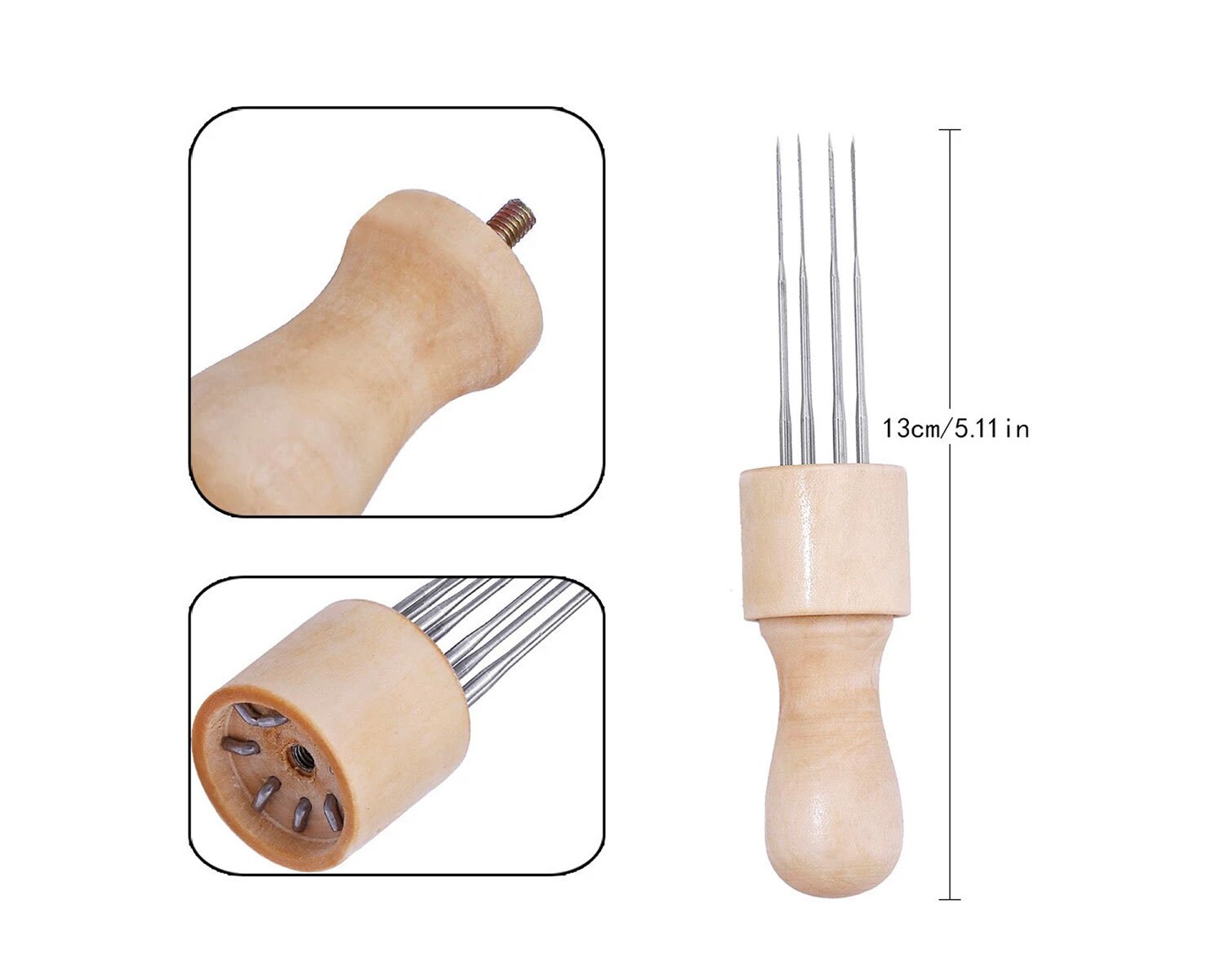 Wooden Needle Felting Tool with 8 Needles - All Things EFFY