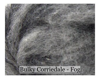 Fog - Shades of Grey - Corriedale Wool - Bulky Roving - Needle Felting - Wet Felting - Spinning - 8 ounce size