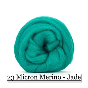 Jade Merino Wool Top - 23 Mic 64&#39;s -  Needle Felting - Spinning - Wet Felting - Nuno Felting - Wet Felting