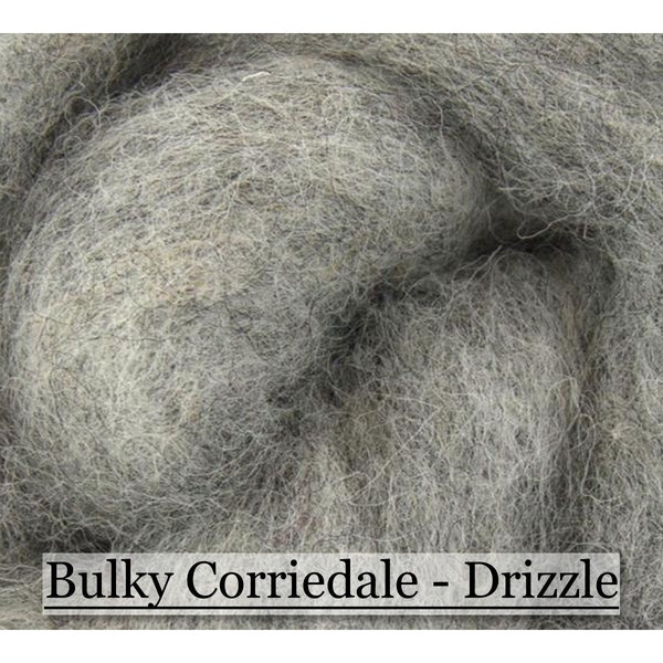 Drizzle - Shades of Grey - Corriedale Wool - Bulky Roving - Needle Felting - Wet Felting - Spinning - 1, 2 or 4 ounce sizes