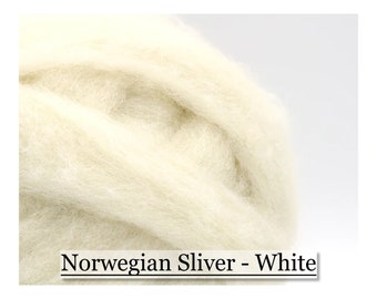 Norwegian Sliver - White - Needle Felting - Spinning - Wet Felting - Nuno Felting - Wet Felting - 8oz
