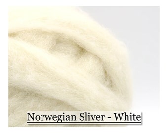 Norwegian Sliver - White - Needle Felting - Spinning - Wet Felting - Nuno Felting - Wet Felting
