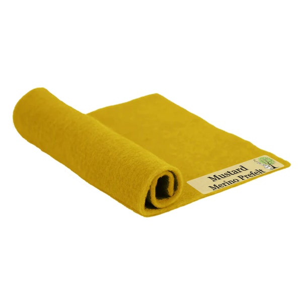 Mustard Prefelt made of 100% merino wool that's great for needle felting and wet felting. Available in multiple sizes and colors
