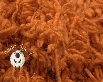 Wool Slubs - Hand Dyed- Art Batt - Effect Fiber - Texture Fiber - Natural Padding - 1 Ounce - Persimmon