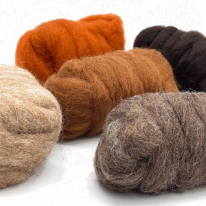 Tawny Tones Collection - Corriedale Wool Roving - Needle Felting - Wet Felting - Spinning