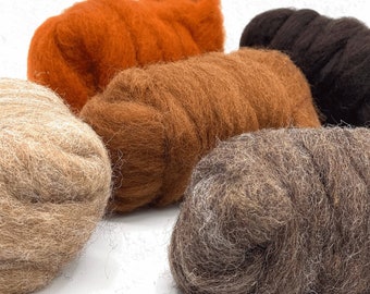 Tawny Tones Collection - Corriedale Wool Roving - Needle Felting - Wet Felting - Spinning