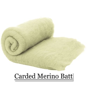 Merino Batt - White - Spinning Fiber - Felting Fiber - 200 grams