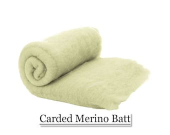 Merino Batt - White - Spinning Fiber - Felting Fiber - 200 grams