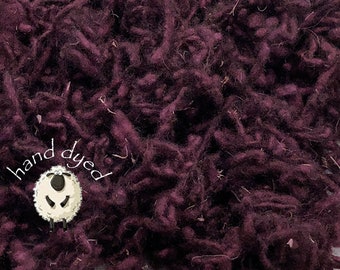 Wool Slubs - Hand Dyed- Art Batt - Effect Fiber - Texture Fiber - Natural Padding - 1 Ounce - Plum Dandy
