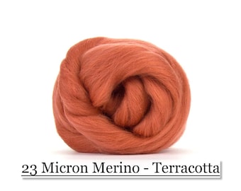 Terracotta Merino Wool Top - 23 Mic 64's -  Needle Felting - Spinning - Wet Felting - Nuno Felting - Wet Felting