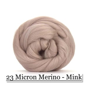 Mink Merino Wool Top - 23 Mic 64&#39;s -  Needle Felting - Spinning - Wet Felting - Nuno Felting - Wet Felting