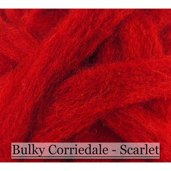 Scarlet - Corriedale Wool Sliver -  Needle Felting - Spinning - Wet Felting - Nuno Felting - Wet Felting