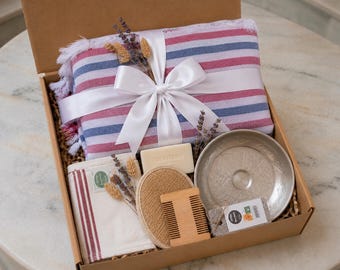 Turkish Towel Gift Box for, Hammam Spa Gift Set, Self Care Bath Box, Birthday Gift for, Relaxation Gift for, care kit, comfort Gift Box