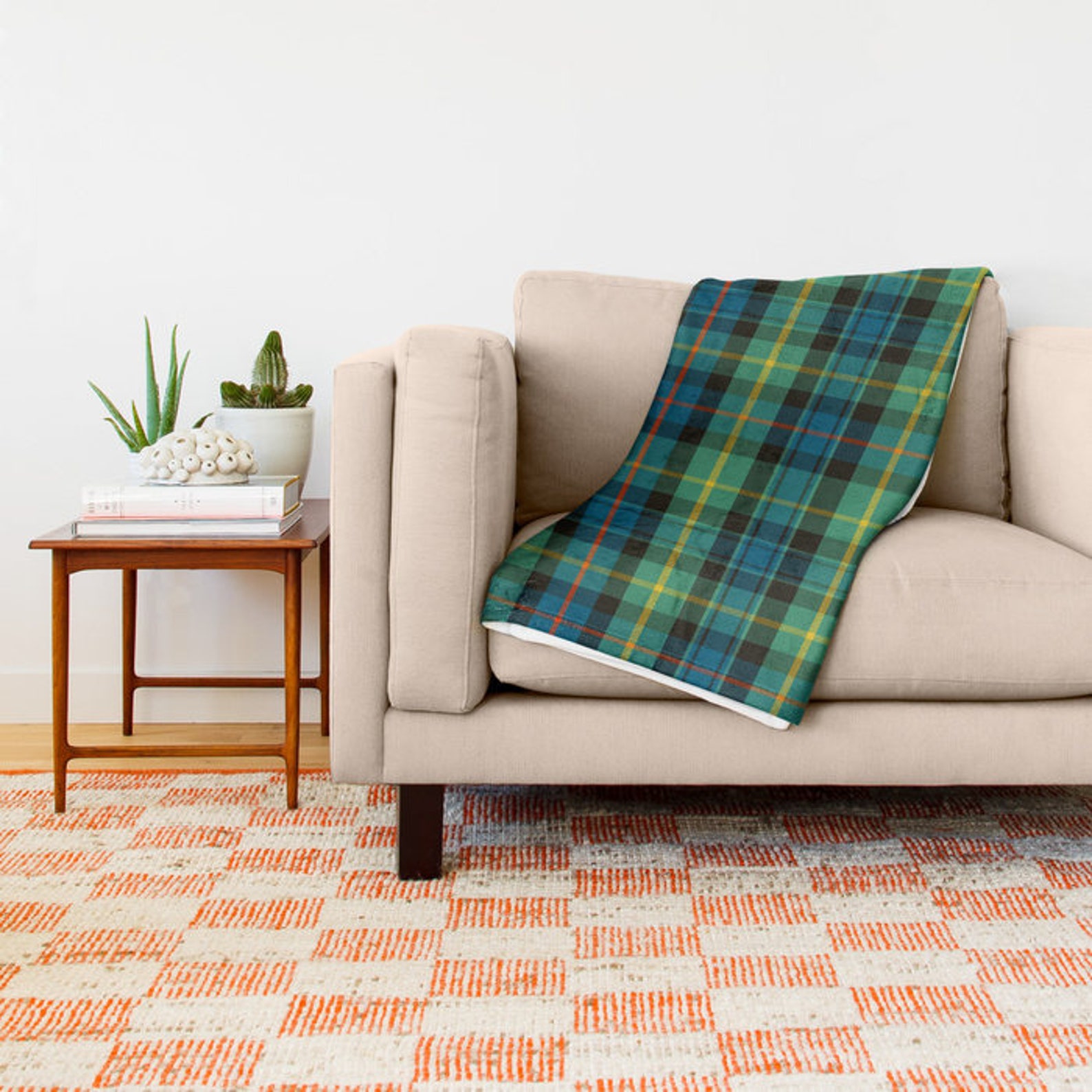 Plaid Fleece Blanket Green & Blue Plaid Print Scottish Etsy