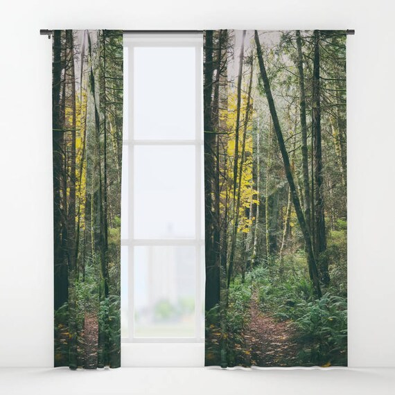 Tree Print Curtains Forest Window Curtains Rod Pocket Etsy