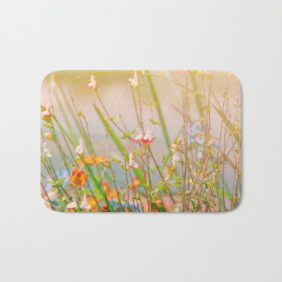 Kitchen Mat Wildflowers Bath Mat Memory Foam Bath Mat Gift Under 50 Photo Printed Bath Mat Functional Art Floral Decor