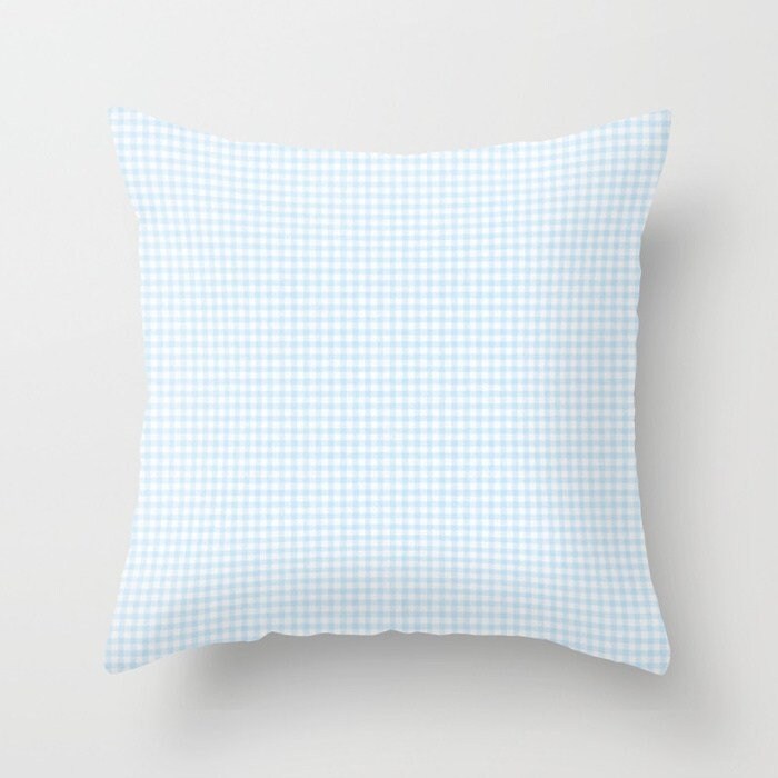 Pale Blue Gingham Throw Pillow Farm House Pillow Gingham Etsy