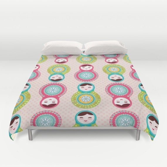 Russian Dolls Duvet Cover Or Comforter Pink Polka Dots Etsy