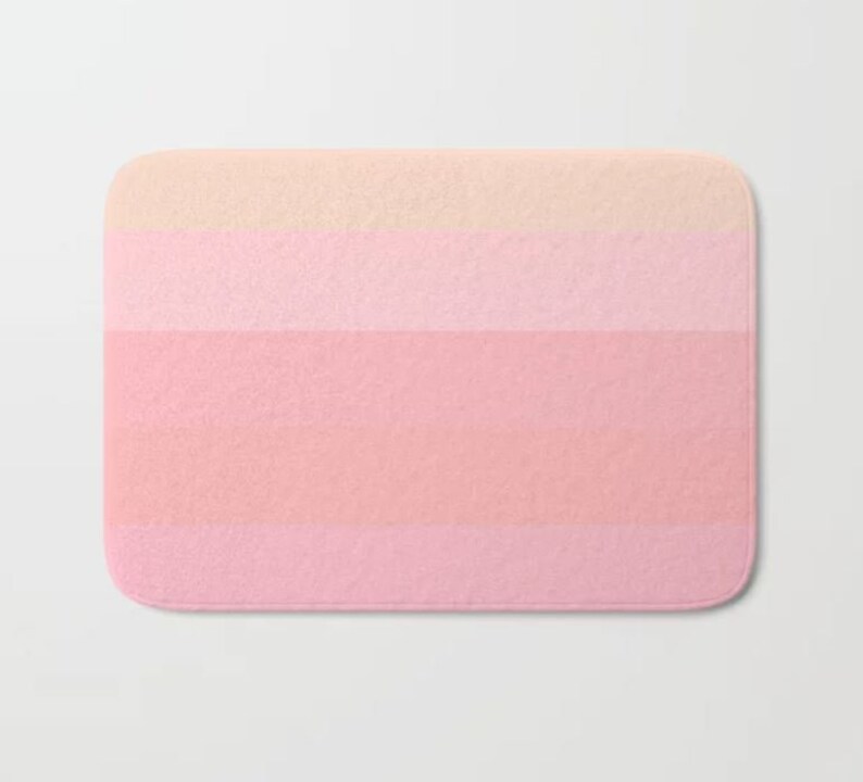 Memory Foam Bath Mat Pink Striped Bath Mat Blush Pink Etsy