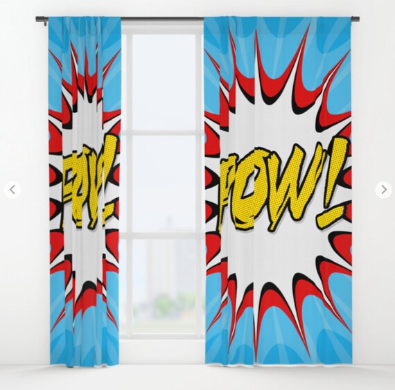 Comic Book Art Window Curtain Pow Cartoon Rod Pocket Etsy