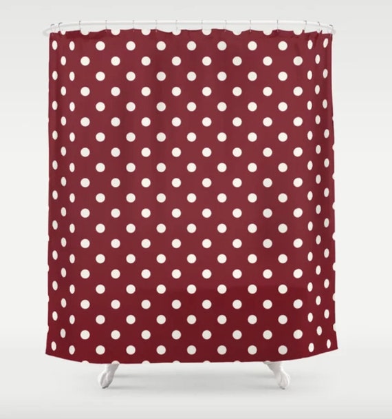Red & White Polka Dot Shower Curtain Geometric Bath Decor Etsy