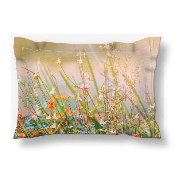 Field Of Wildflowers Photography Printed Pillow Sham Floral Etsy
