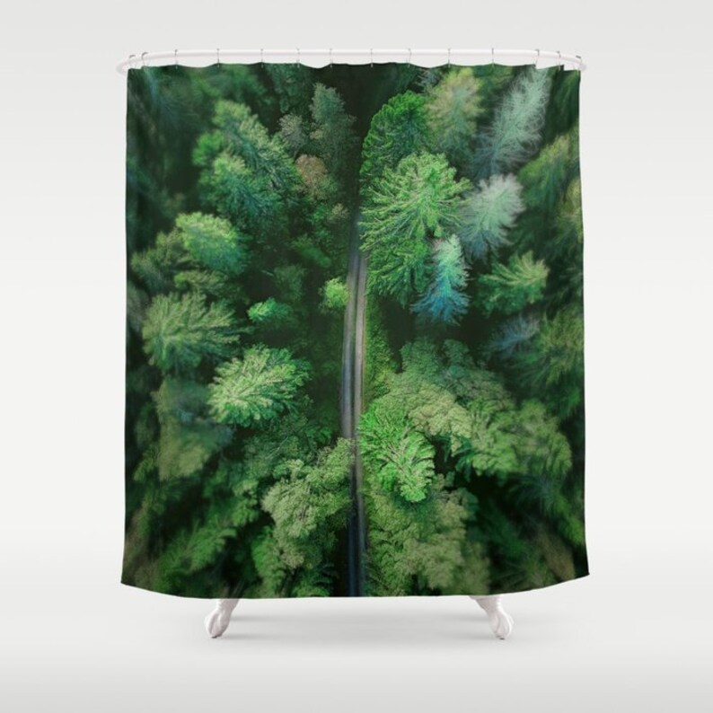 Tree Tops Shower Curtain Evergreen Trees Photo Printed Etsy