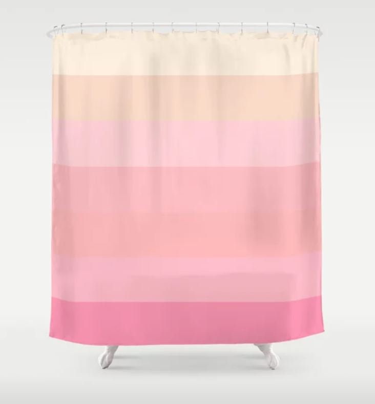 Soft Pink Striped Shower Curtain Blush Pink Shower Curtain & Etsy