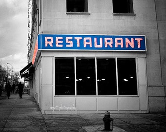Seinfeld Diner Photograph | New York Street Scene | Man Cave Decor  Gift For Him | NY Urban Landmark | Black & White Print | Office Wall Art