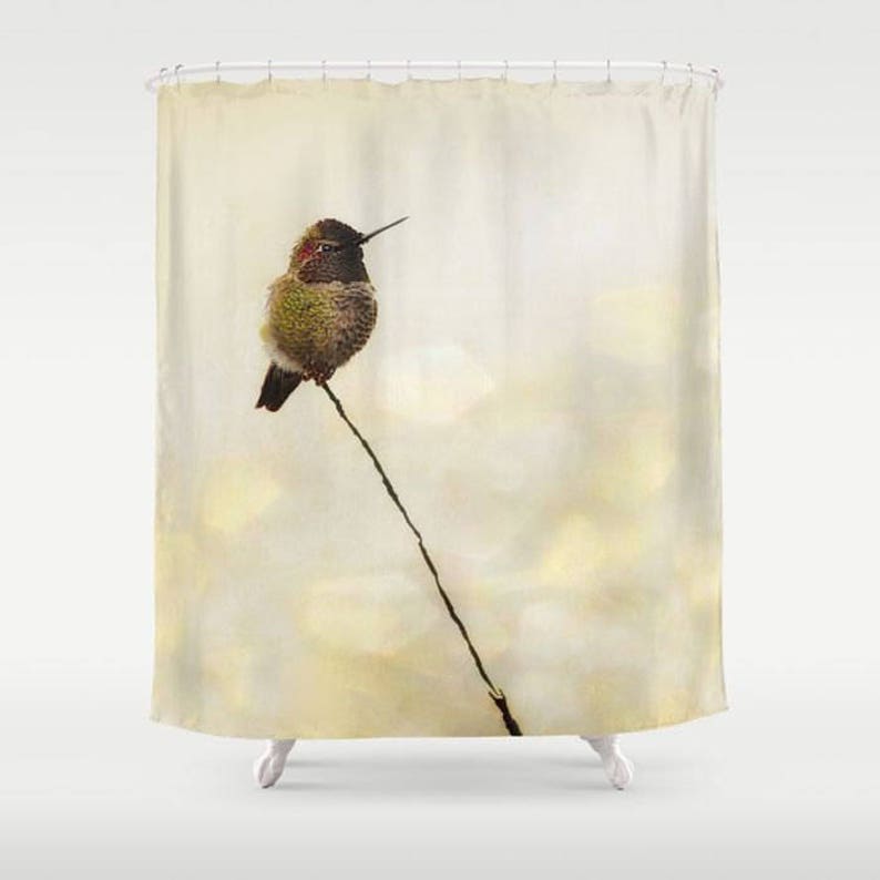 Photo Printed Shower Curtain Hummingbird Print Bird Lover Gift Nature Minimalist Style Bath Decor