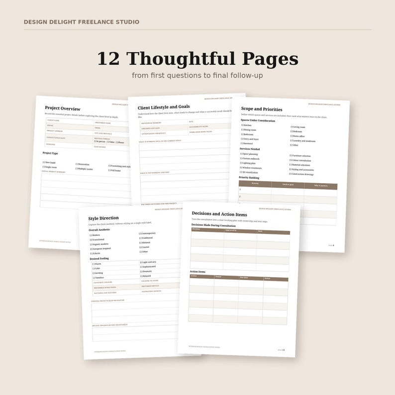 Interior Design Consultation Notes Template | Editable Client Intake ...