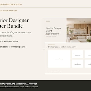Interior Designer Starter Bundle | PowerPoint Templates | Excel FFE and Material Selection Tracker