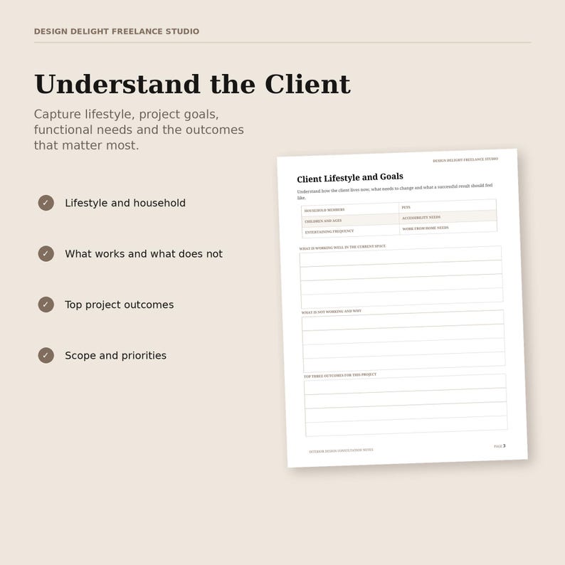 Interior Design Consultation Notes Template | Editable Client Intake ...