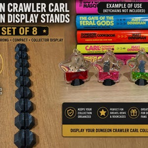 Dungeon Crawler Carl Keychain Display Stand Set of 8 | Tsunameez Compatible Holder | 3D Printed DCC Collectible Display
