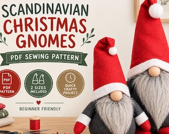 Christmas Gnome PDF Sewing Pattern, DIY Holiday Decoration, Easy Beginner Christmas Craft Gift