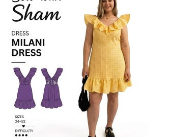 Milani Dress Sewing Pattern | V-Neck Tie Back Summer Dress (Digital Download)