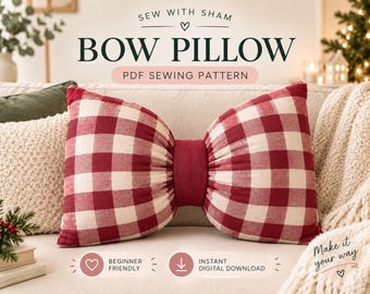 Bow Pillow Sewing Pattern PDF, DIY Cushion Pattern, Beginner Sewing Project, Decorative Pillow Pattern, Instant Download