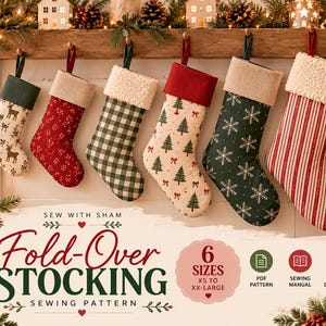 Weihnachtsstrumpf-Nähschnittmuster, 6 Größen erhältlich, inklusive Nähanleitung, digitaler Download