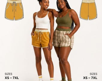 Summer Sports Shorts Sewing Pattern | Retro Athletic Style, Elastic Waistband (PDF Download)